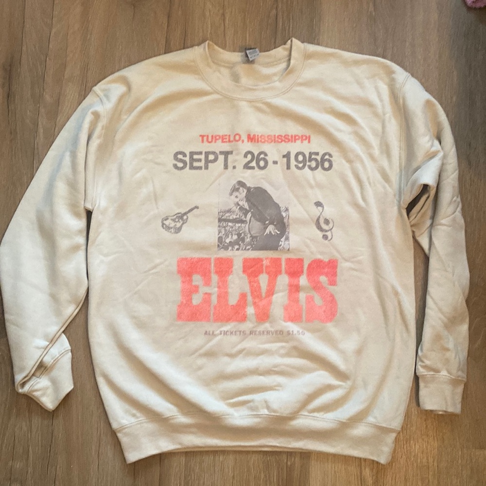 Elvis Presley Unisex M Tan Concert Crewneck Sweatshirt 1956